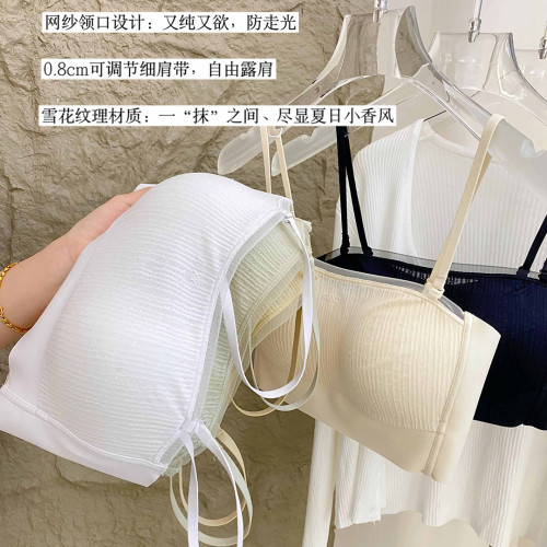 薄款無痕抹胸文胸無鋼圈小胸聚攏上托透氣調整型吊帶女內衣收副乳