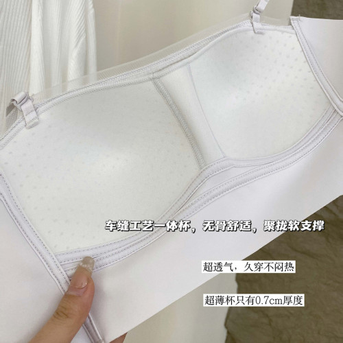 薄款無痕抹胸文胸無鋼圈小胸聚攏上托透氣調整型吊帶女內衣收副乳