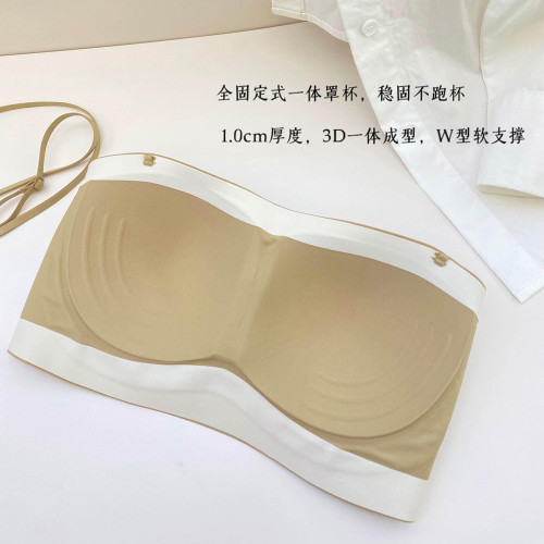 防滑文胸吊帶小胸聚攏半杯防走光無肩帶內衣女透氣無鋼圈薄杯胸罩