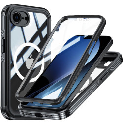 適用蘋果iPhone16E內置9H玻璃透明手機殼magsafe磁吸防摔無線充電