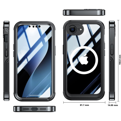 適用蘋果iPhone16E內置9H玻璃透明手機殼magsafe磁吸防摔無線充電