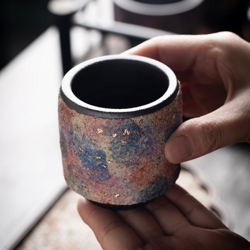柴燒巖礦主人茶杯茶盞品茗杯老巖泥個人專用茶杯粗陶創意茶器禮品