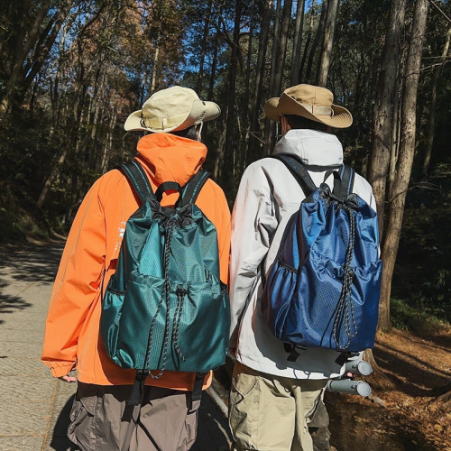 登山包露營運動休閒尼龍布抽繩後背包戶外旅行百搭大容量書包