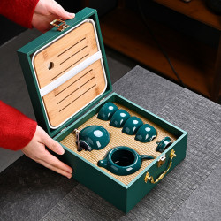 定窰茶具套裝一整套含茶盤帶禮盒陶瓷功夫禮品高檔隨手禮