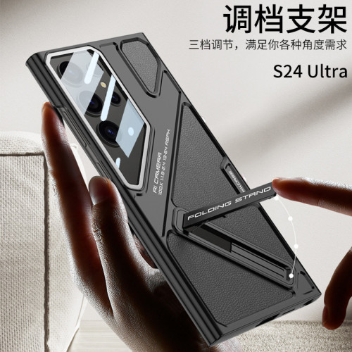 適用三星S24ultra手機殼官方同款視界支架s23ultra輕奢防摔素皮套