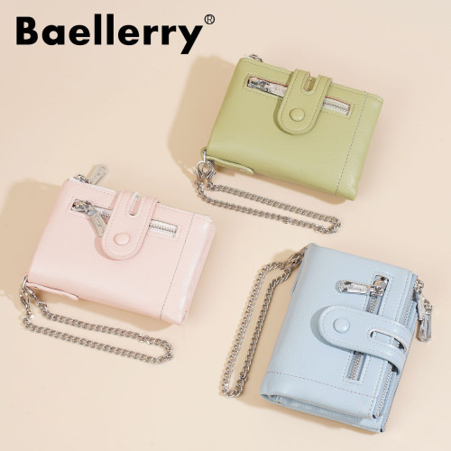 baellerry新款女士錢包雙拉鍊時尚三折短款多卡位錢包卡包女