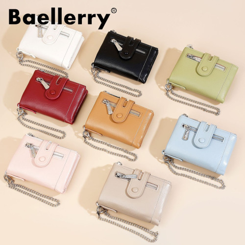 baellerry新款女士錢包雙拉鍊時尚三折短款多卡位錢包卡包女