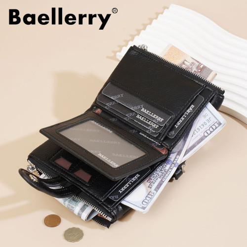 baellerry新款女士錢包雙拉鍊時尚三折短款多卡位錢包卡包女