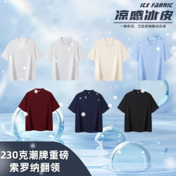 2025夏季索羅娜純色翻領T恤230克重磅涼感高級潮牌落肩Polo衫