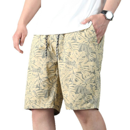 2025年新款夏季男士短褲印花沙灘褲五分褲松緊腰純棉透氣褲子男褲
