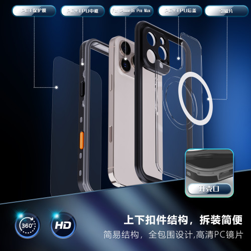 適用蘋果16Pro max紅辣椒戶外防摔Dot+防水殼Shellbox waterproof