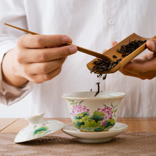 單個三才泡茶蓋碗茶杯大號陶瓷茶碗青白瓷功夫茶具青花瓷瓷理陶裡
