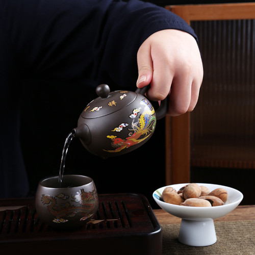 原礦紫砂壺西施壺熱水變色龍鳳呈祥水鳥叫鳳鳴壺泡茶壺純手工茶具