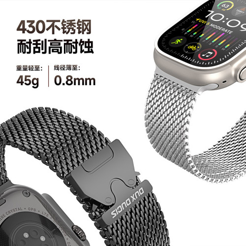 適用蘋果10代AppleWatch米蘭尼斯錶帶手錶金屬磁吸iwatch錶帶