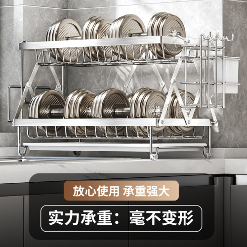 不鏽鋼碗碟架瀝水碗架台面雙層放碗盤架多功能砧板碗碟筷置物架