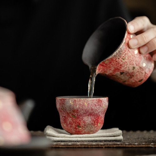日式窰變巖礦彩陶福祿杯茶杯單個粗陶復古主人杯陶瓷家用品茗杯