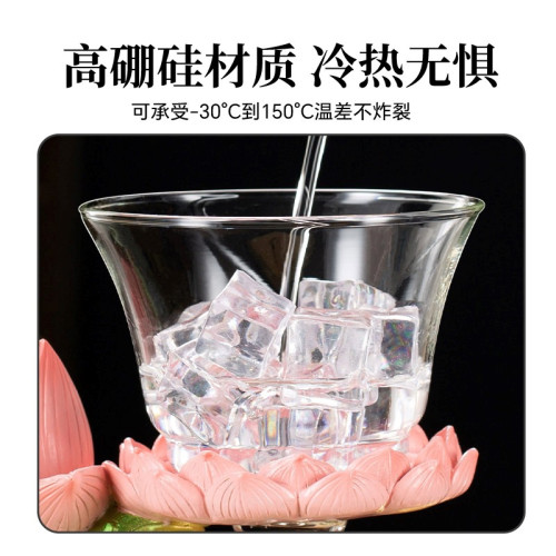 加厚耐熱玻璃小茶杯子六彩帶把家用透明品茗水杯茶碗功夫茶具套裝