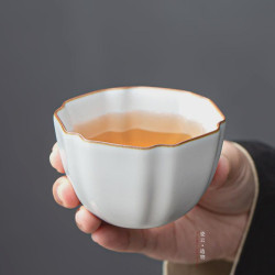 厚湖窰月白色汝窰陶瓷茶杯主人杯開片可養功夫茶具品茗杯大號茶盞