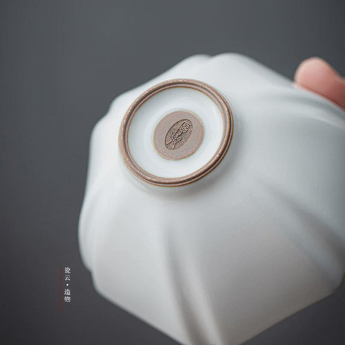 厚湖窰月白色汝窰陶瓷茶杯主人杯開片可養功夫茶具品茗杯大號茶盞