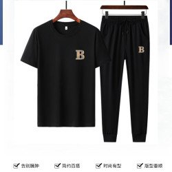 輕奢風夏季帥氣運動休閒套裝男士輕薄透氣冰絲短袖長褲
