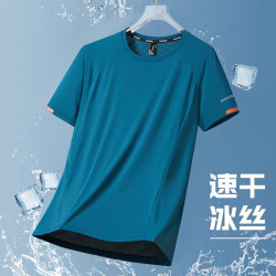 夏季新款高品質冰絲寬松透氣休閒T恤男戶外休閒運動速乾