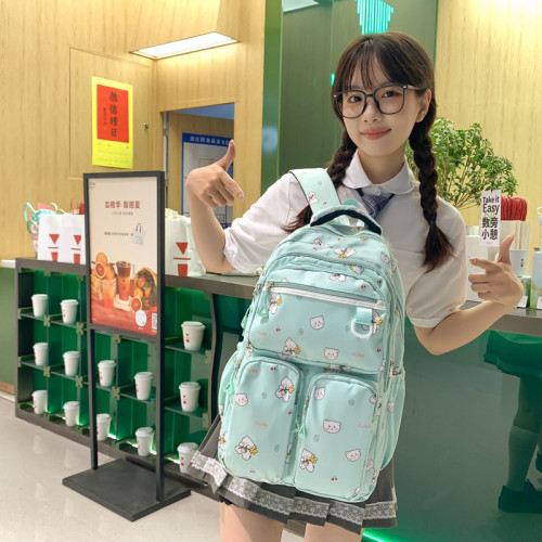 新款可愛印花雙肩包日系清新甜美中小學生書包大容量時尚校園後背包