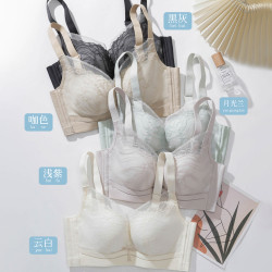春夏季薄款蕾絲無鋼圈內衣女舒適小胸聚攏透氣收副乳調整型文胸罩