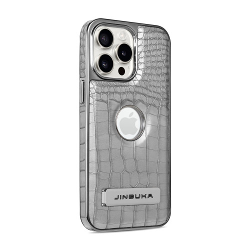 電鍍鱷魚皮紋磁吸充電適用蘋果16promax手機殼15支架iPhone14全包