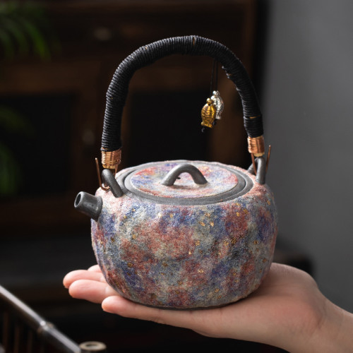 林培福巖礦老巖泥茶壺純手工提梁壺煮茶器炭壺煮水燒水茶壺溫茶壺