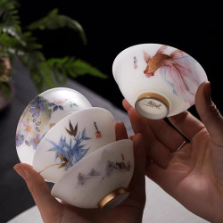 黃旭東大師冰種玉瓷主人杯單杯羊脂玉薄胎茶杯個人高級品茗杯