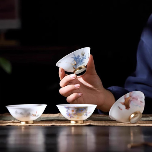 黃旭東大師冰種玉瓷主人杯單杯羊脂玉薄胎茶杯個人高級品茗杯