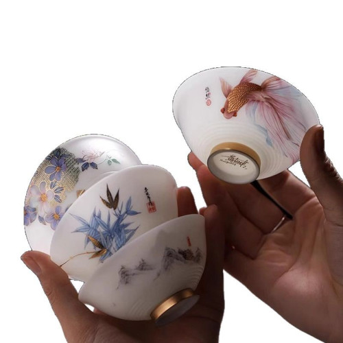 黃旭東大師冰種玉瓷主人杯單杯羊脂玉薄胎茶杯個人高級品茗杯