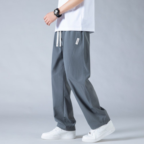 男士冰絲褲子夏季薄款透氣直筒褲男生灰色寬松百搭涼感速乾休閒褲