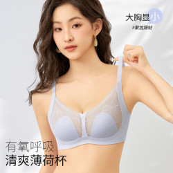 春夏新款大胸顯小內衣女無痕透氣收副乳防下垂兔耳朵杯文胸無鋼圈