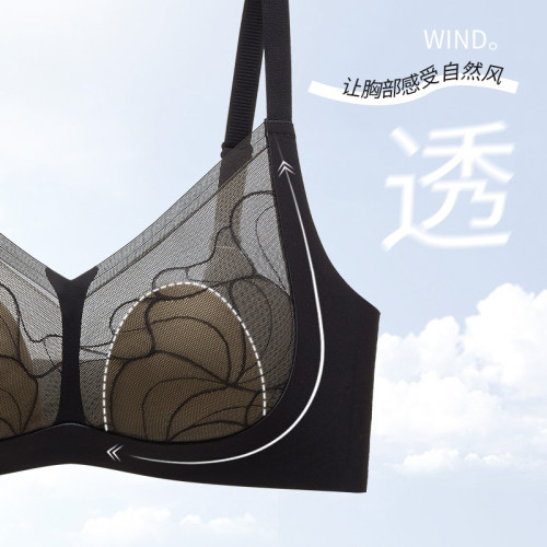 春夏新款大胸顯小內衣女無痕透氣收副乳防下垂兔耳朵杯文胸無鋼圈