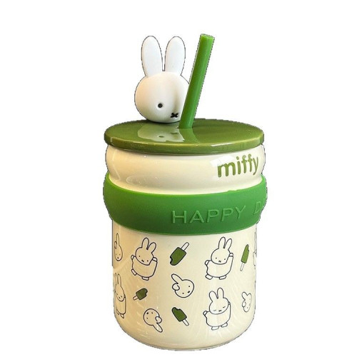 miffy米菲陶瓷杯內膽吸管女生高顔值大容量辦公室馬克杯咖啡杯