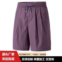 高品質速乾純色短褲男薄款濶腿垂感休閒五分褲男款