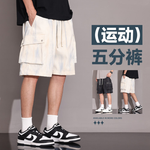 （J2682-2025年新款）夏季休閒褲短褲男款寬松運動潮牌港