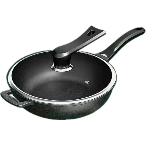 麥飯石無塗層不沾鍋炒菜鍋無油煙煎鍋電磁爐瓦斯爐專用平底鍋蒸籠