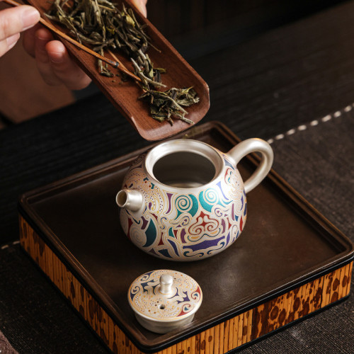 敦煌鎏銀文創茶具套裝家用辦公室復古高檔功夫茶具泡茶專用伴手禮