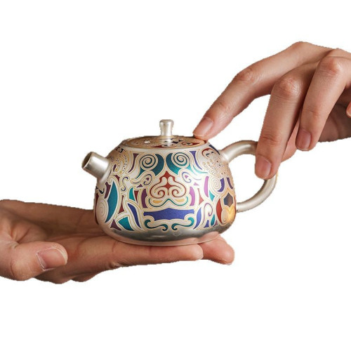 敦煌鎏銀文創茶具套裝家用辦公室復古高檔功夫茶具泡茶專用伴手禮