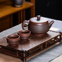 雲南紫陶漢瓦手工跳刀功夫茶具球孔復古家用原礦泡茶壺禮品鳳鳴壺