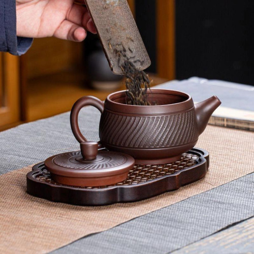 雲南紫陶漢瓦手工跳刀功夫茶具球孔復古家用原礦泡茶壺禮品鳳鳴壺