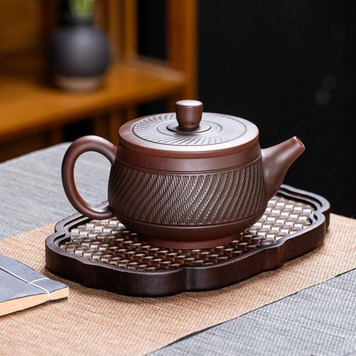 雲南紫陶漢瓦手工跳刀功夫茶具球孔復古家用原礦泡茶壺禮品鳳鳴壺