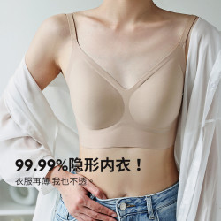 原創 粉底液內衣女小胸聚攏顯大隱形膚色不透無痕夏薄款美背文胸