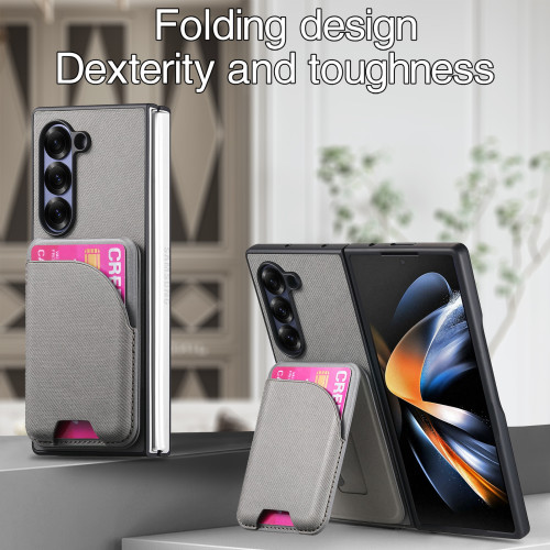 適用三星ZFold7磁吸Magsafe支架卡包殼fold6插卡錢包PU卡套手機殼