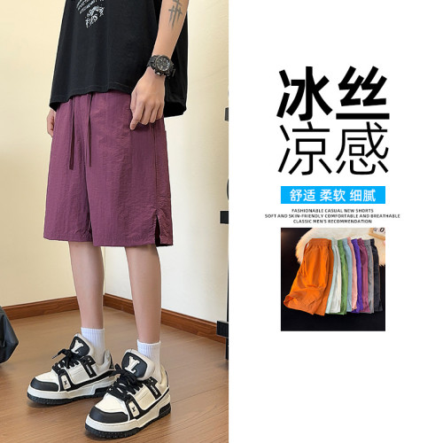 多組風格夏季薄款速乾短褲男士潮牌寬松多巴胺搭配多色休閒五分褲