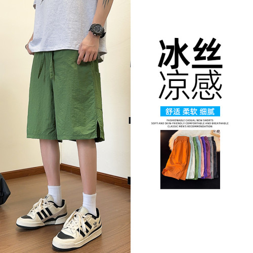 多組風格夏季薄款速乾短褲男士潮牌寬松多巴胺搭配多色休閒五分褲