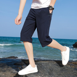 七分褲男夏季薄款寬松冰絲外穿休閒運動潮流夏天大碼男士短褲
