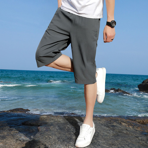 七分褲男夏季薄款寬松冰絲外穿休閒運動潮流夏天大碼男士短褲